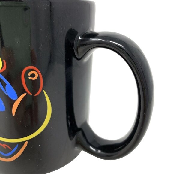 Disney Minnie Mouse Line Art Multi Color Neon On Black Mug Lin Yi - Picture 5 of 5